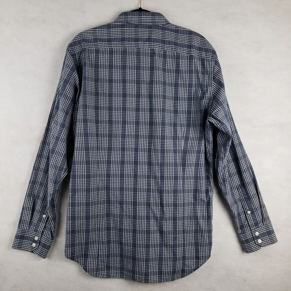 Banana Republic Men's L Long Sleeve‎ Plaid Button Down Blue Tailored Slim Fit - Picture 8 of 8